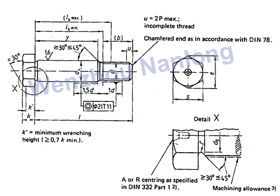 DIN 610 - Hex fitting Bolts w/short Threaded Portion